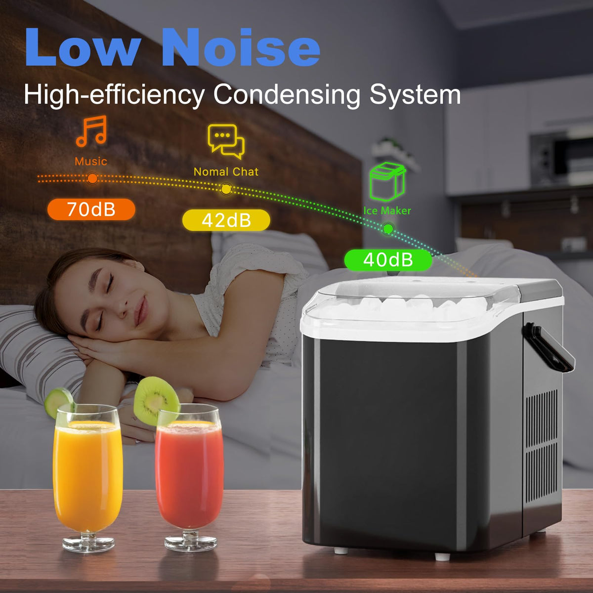 Portable Countertop Ice Maker Machine with Handle Q4889