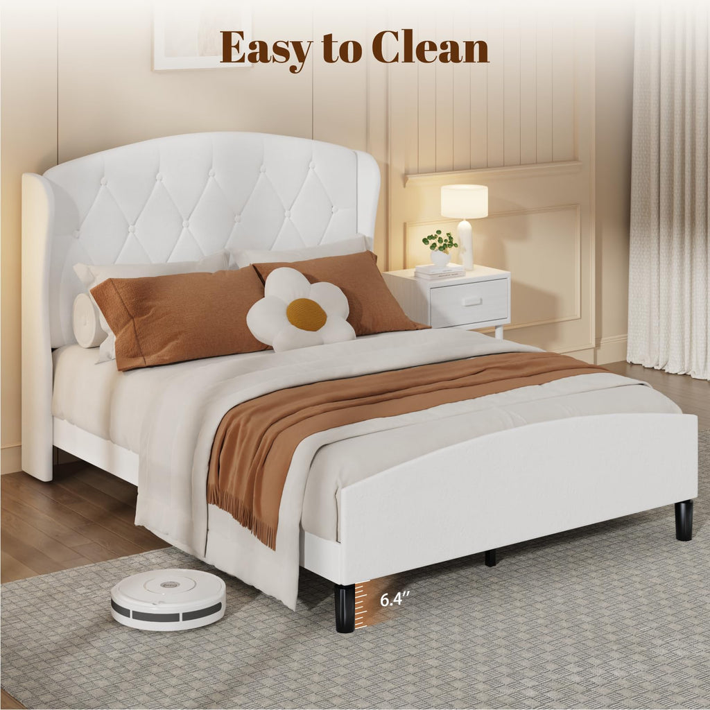 Full Size Bed Frame with Tufted Wingback Headboard & Footboard X420979