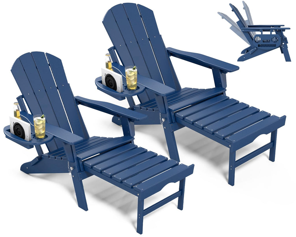 Adjustable Adirondack Chair Set of 2 with Ottoman B91994