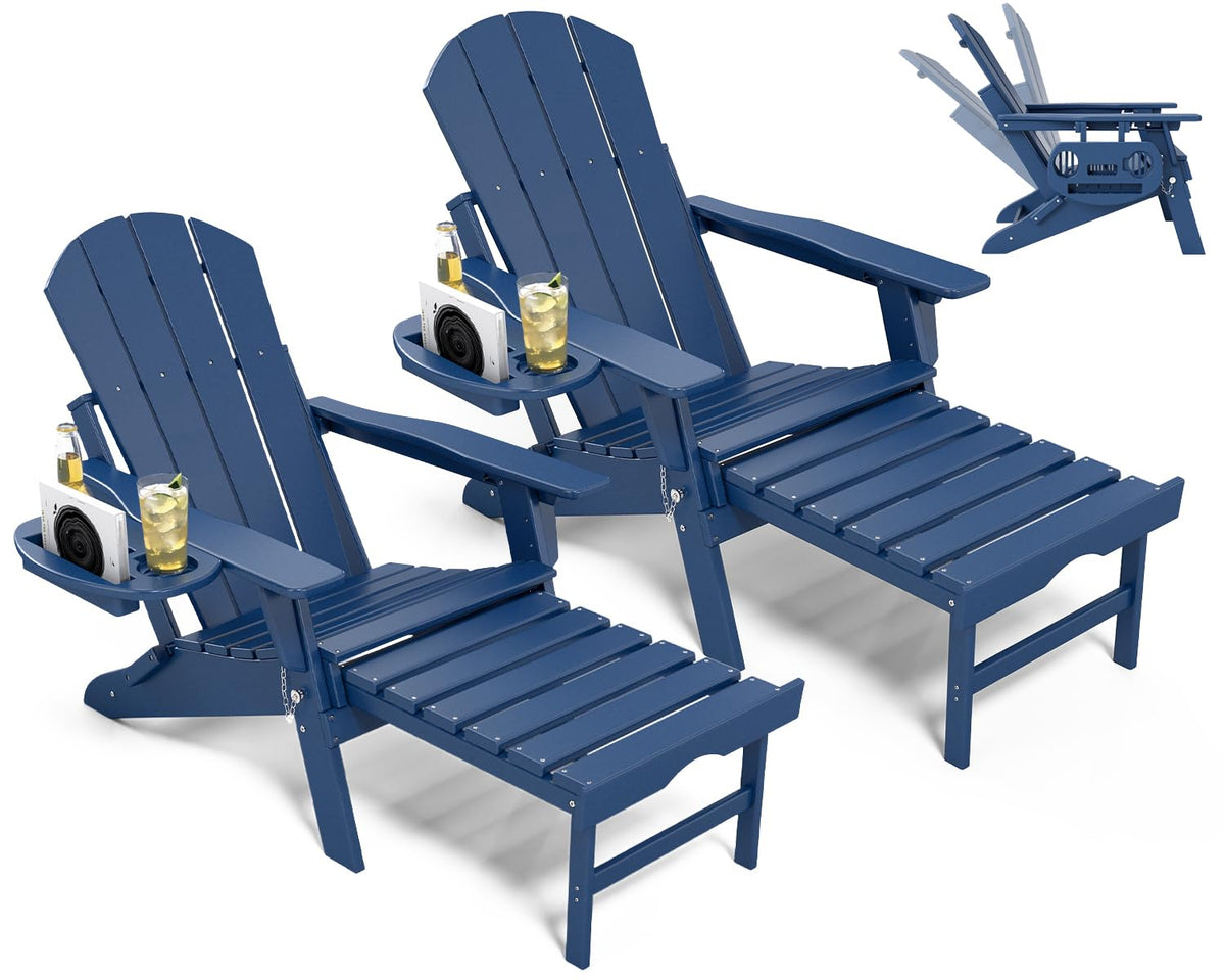 Adjustable Adirondack Chair Set of 2 with Ottoman B91994