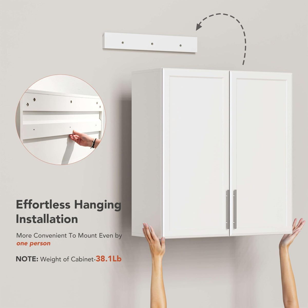 White Wall Cabinet with Adjustable Shelf V7796