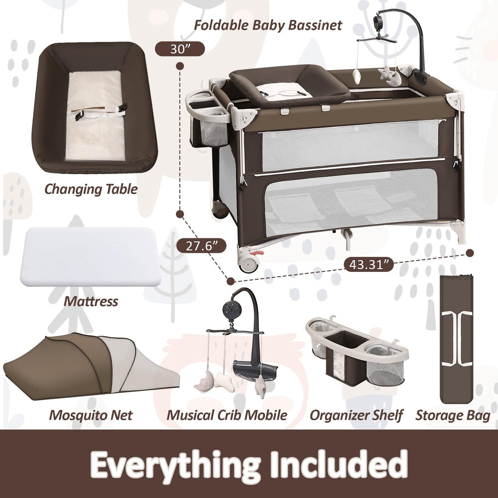 5-in-1 Baby Bassinet Bedside Sleeper M80698