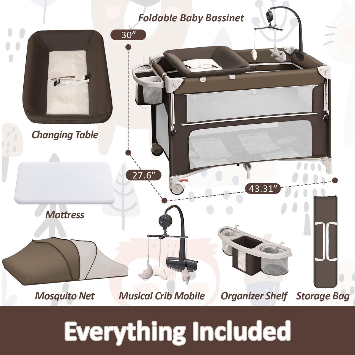 5-in-1 Baby Bassinet Bedside Sleeper M80698
