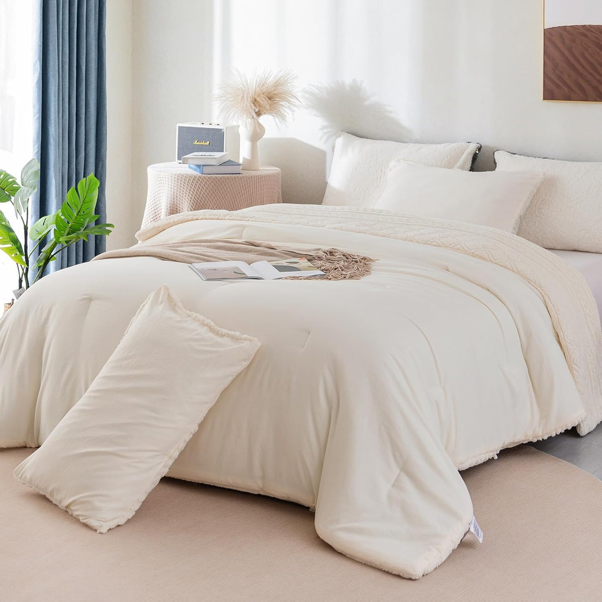 White King Size Sherpa Fleece Down Alternative Comforter Set Z346