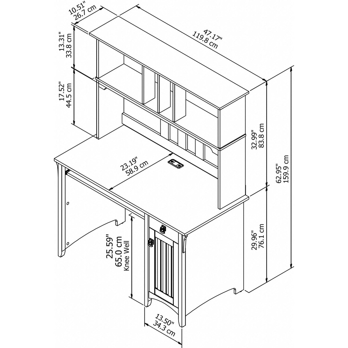 Small Computer Desk with Hutch W569