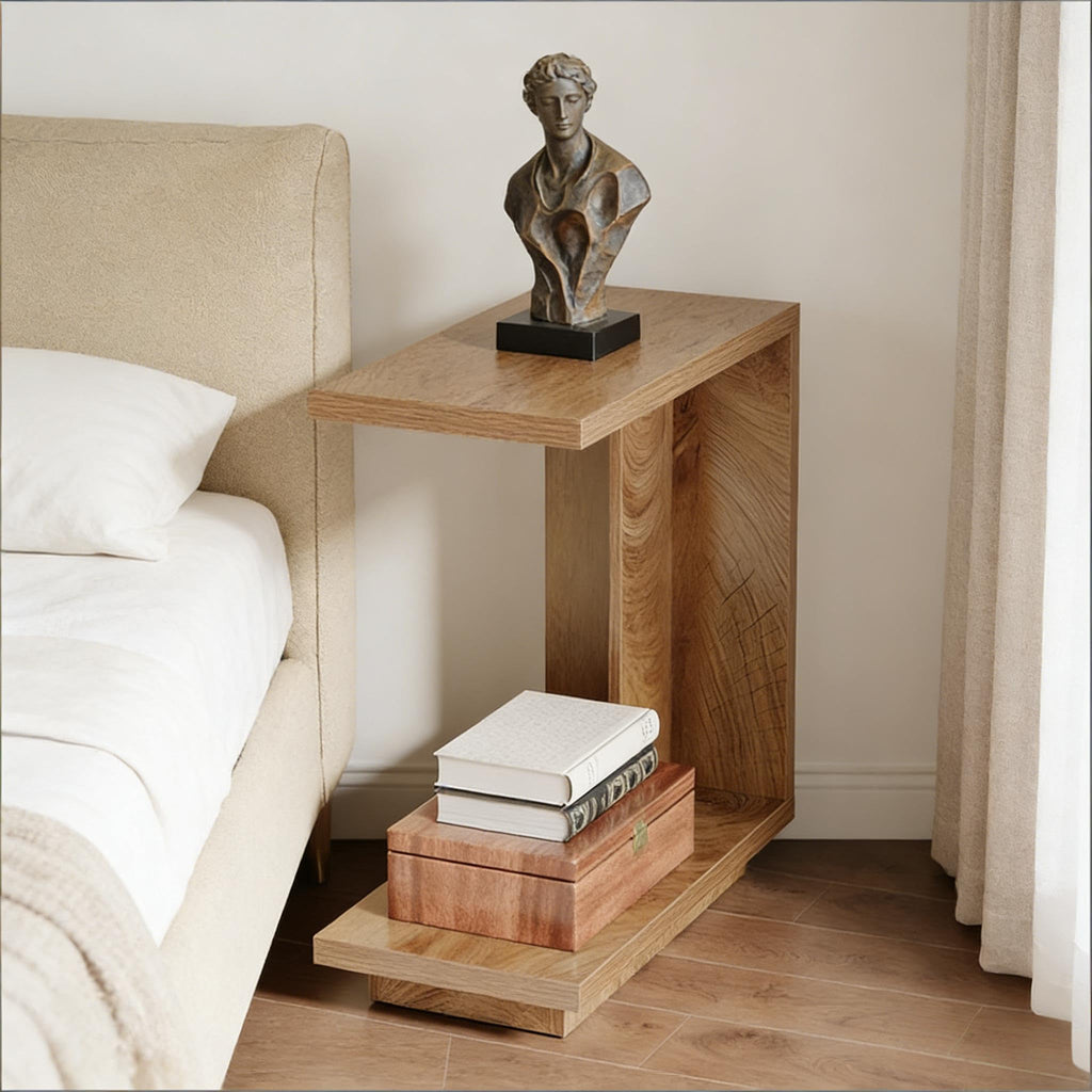 C-Shaped Side Table with Hidden Storage D69734