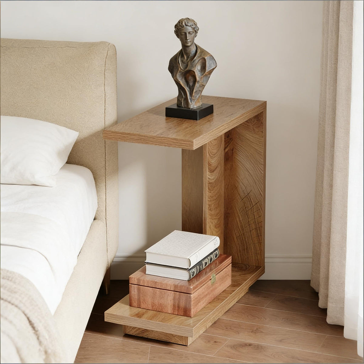 C-Shaped Side Table with Hidden Storage D69734
