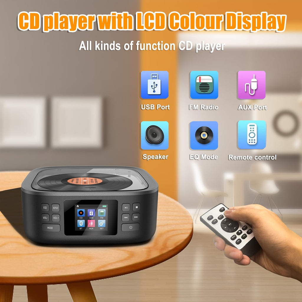 Portable CD Player with Bluetooth and Speakers E46593