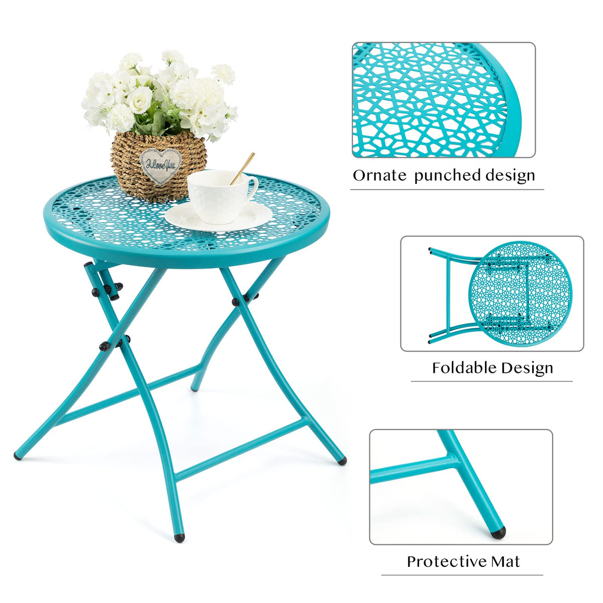 Folding Outdoor Side Table with Cutouts B6660