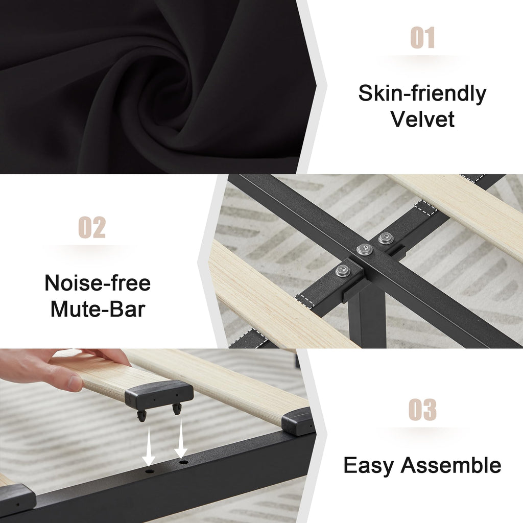 Queen Size Black Bed Frame with 4 Storage Drawers O124722