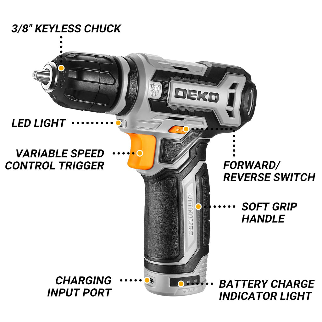 12V Cordless Drill Set with 3/8-inch Keyless Chuck V23118