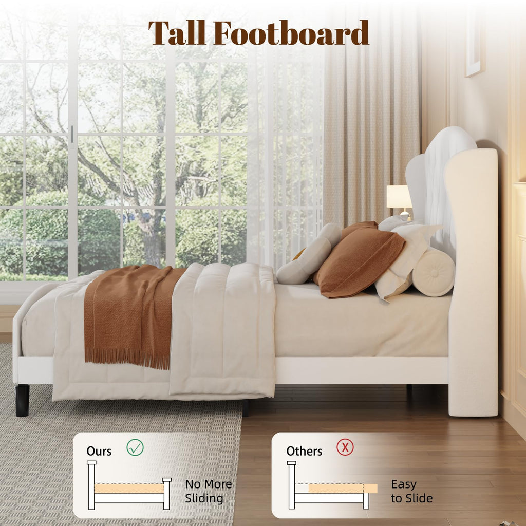Full Size Bed Frame with Tufted Wingback Headboard & Footboard X420979