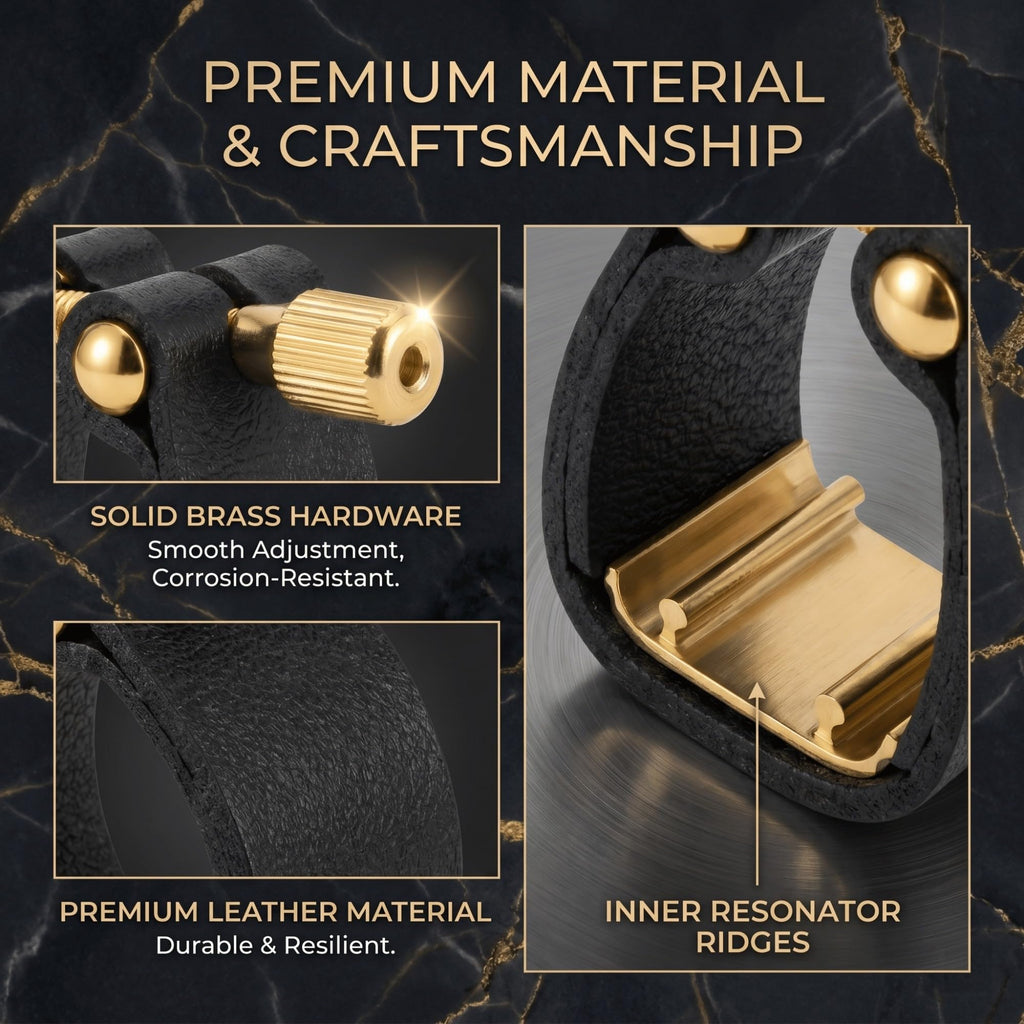 Adjustable Single-Screw Leather Alto Saxophone Ligature D9759