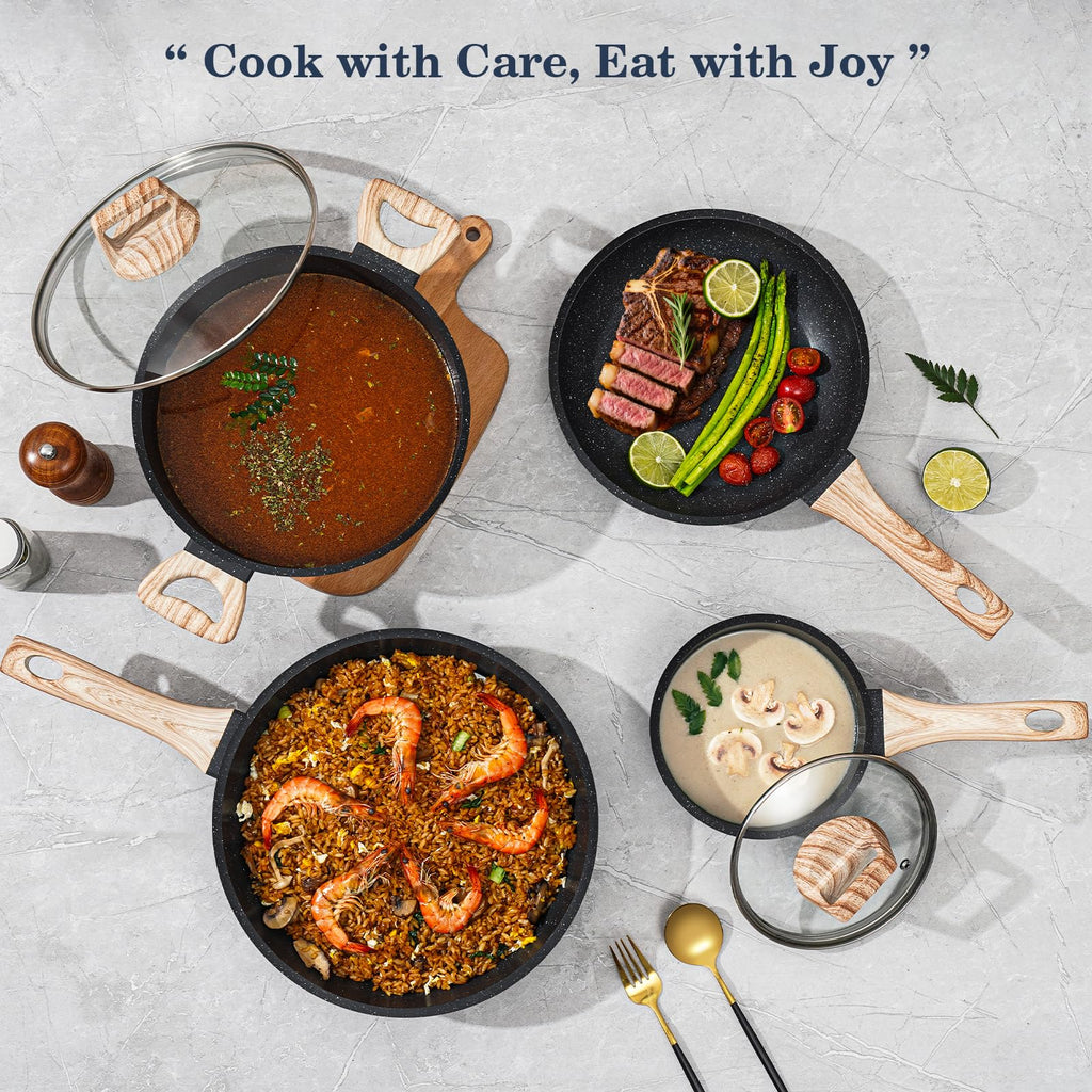 Non Stick 12Pcs Black Granite Induction Cookware K451051