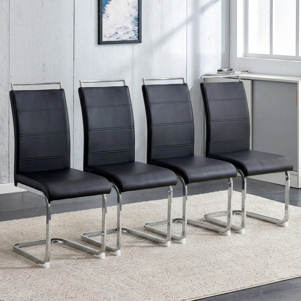 Black Faux Leather Dining Chairs Set of 4 X141