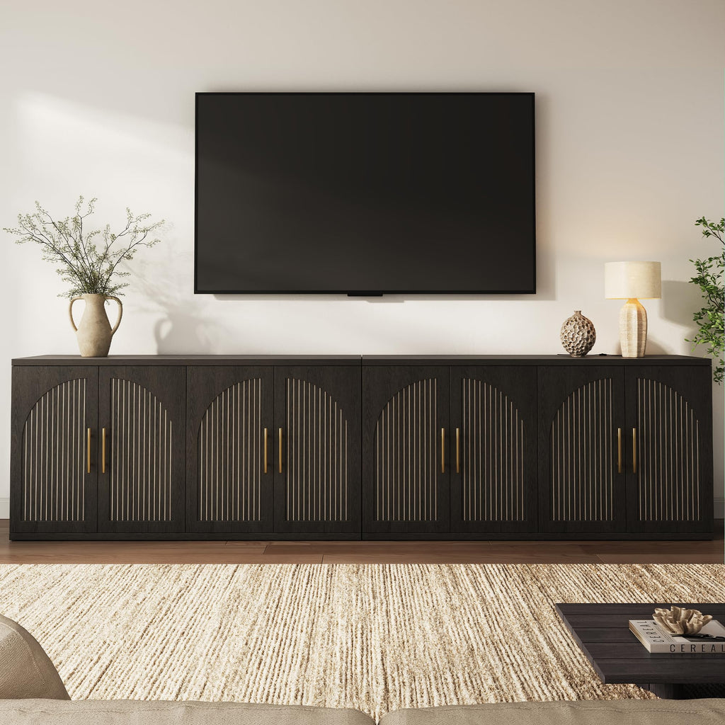63" Black Wood Buffet Cabinet with Storage E6313