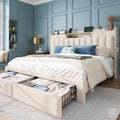 Queen Bed Frame with Storage Headboard & 4 Drawers V9951