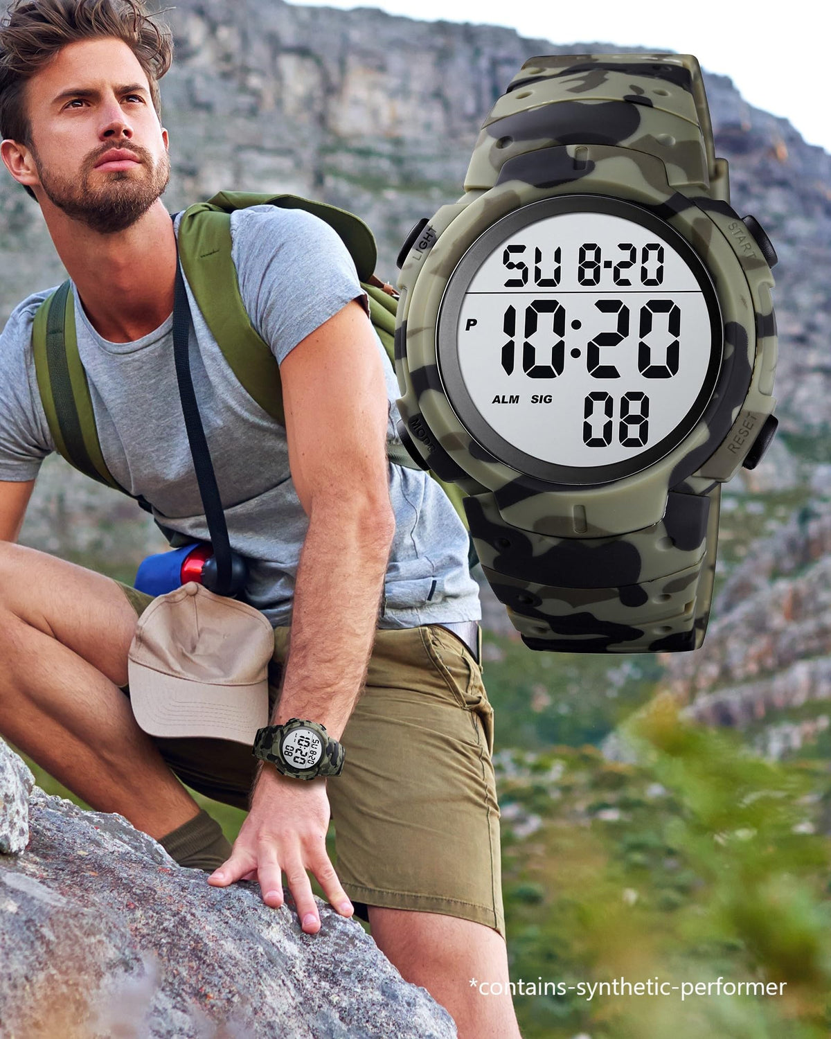 Digital Watch Mens Waterproof Sport Wristwatch Q2499