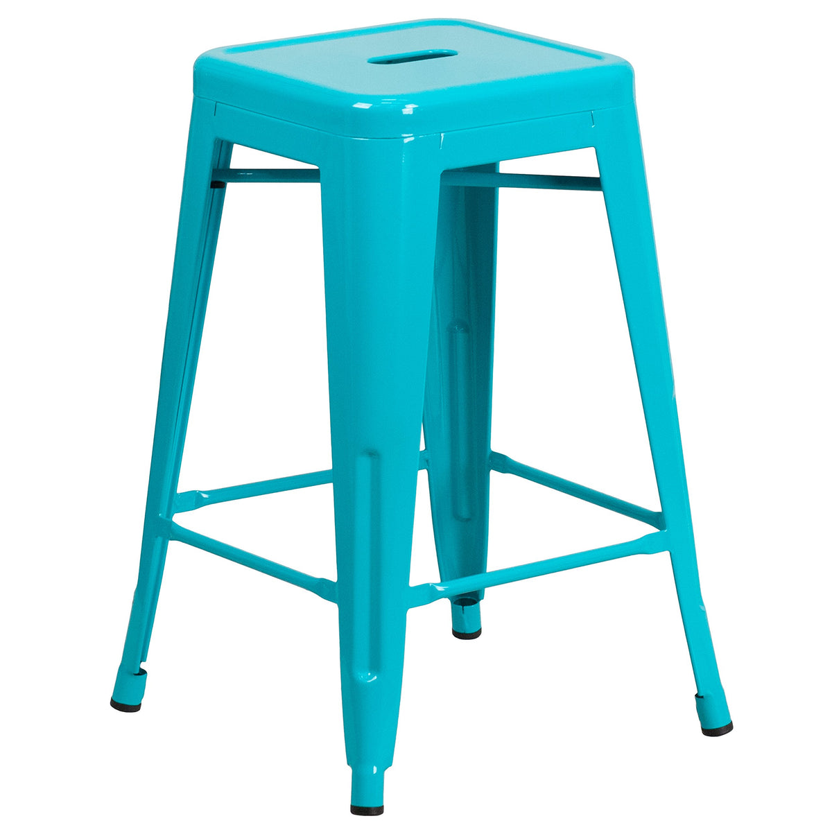 24" Teal Metal Backless Counter Height Stool M42786