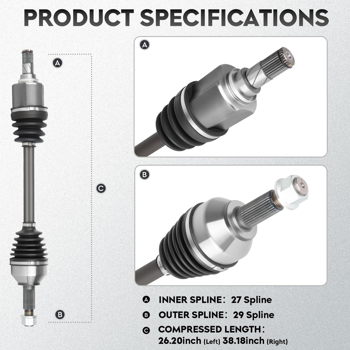 Left & Right Front CV Axle Shaft Assembly 2PCs H78554