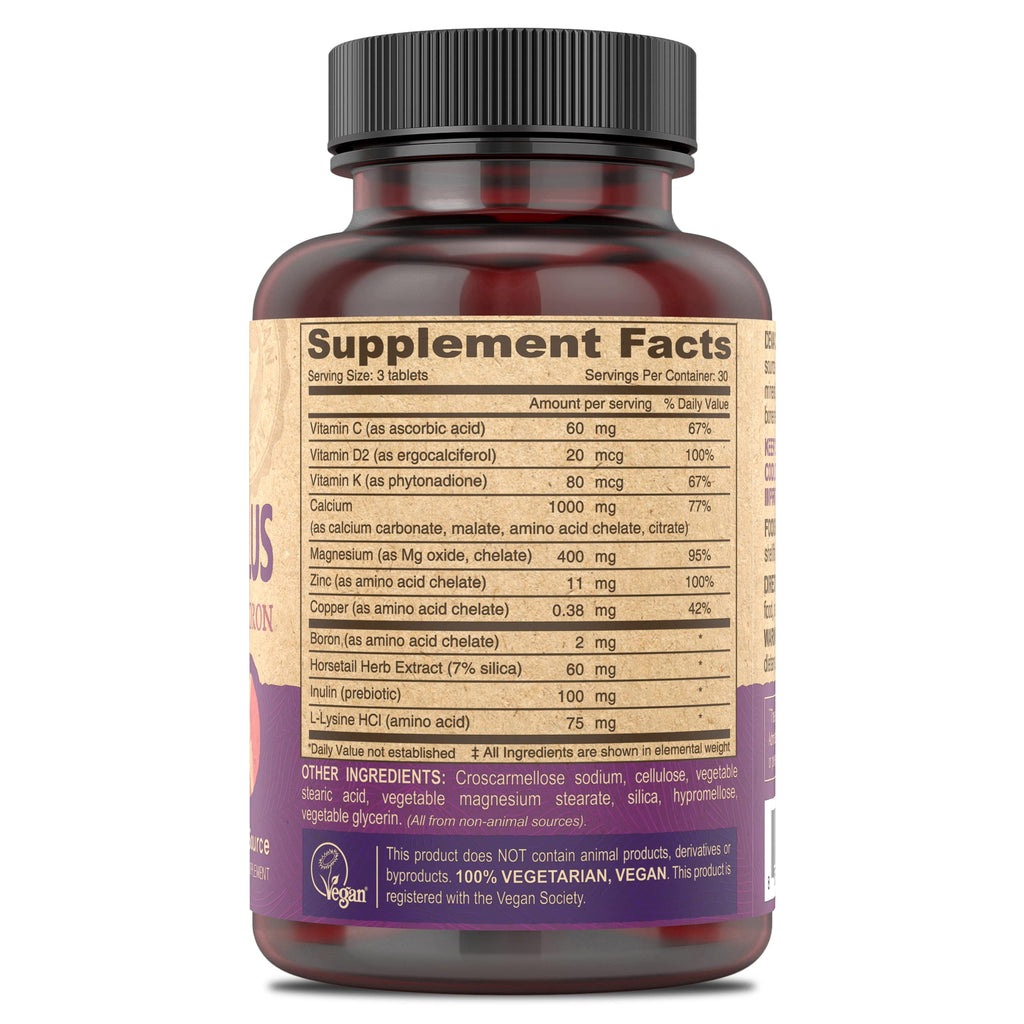 Vegan Calcium Magnesium Supplement with Zinc 90 Tablets H831