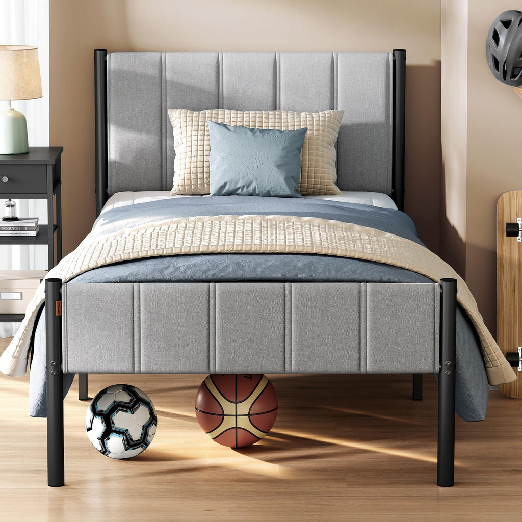 Twin Bed Frame with Upholstered Headboard M40166