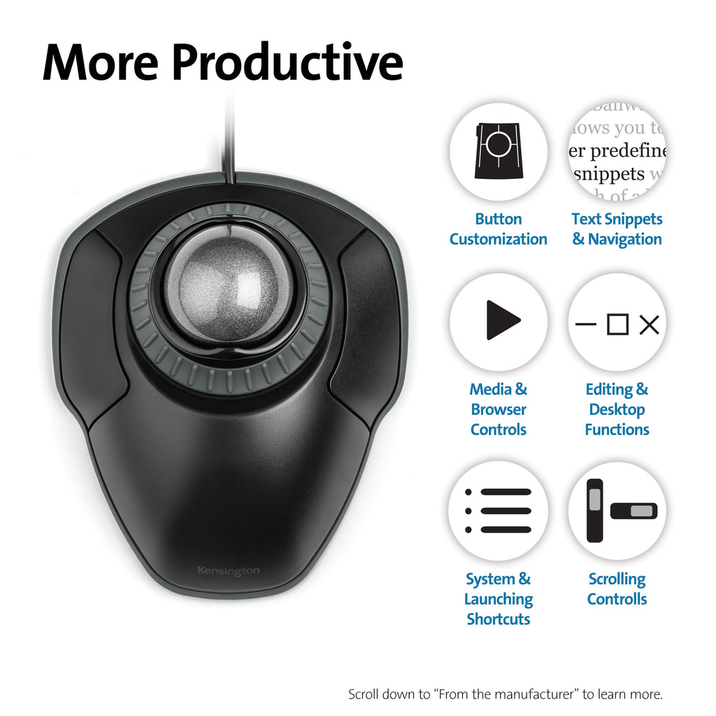 Black-Grey Trackball Mouse with Scroll Ring T629