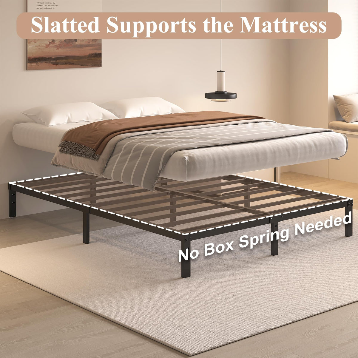 Queen Size Bed Frame No Box Spring Needed N809