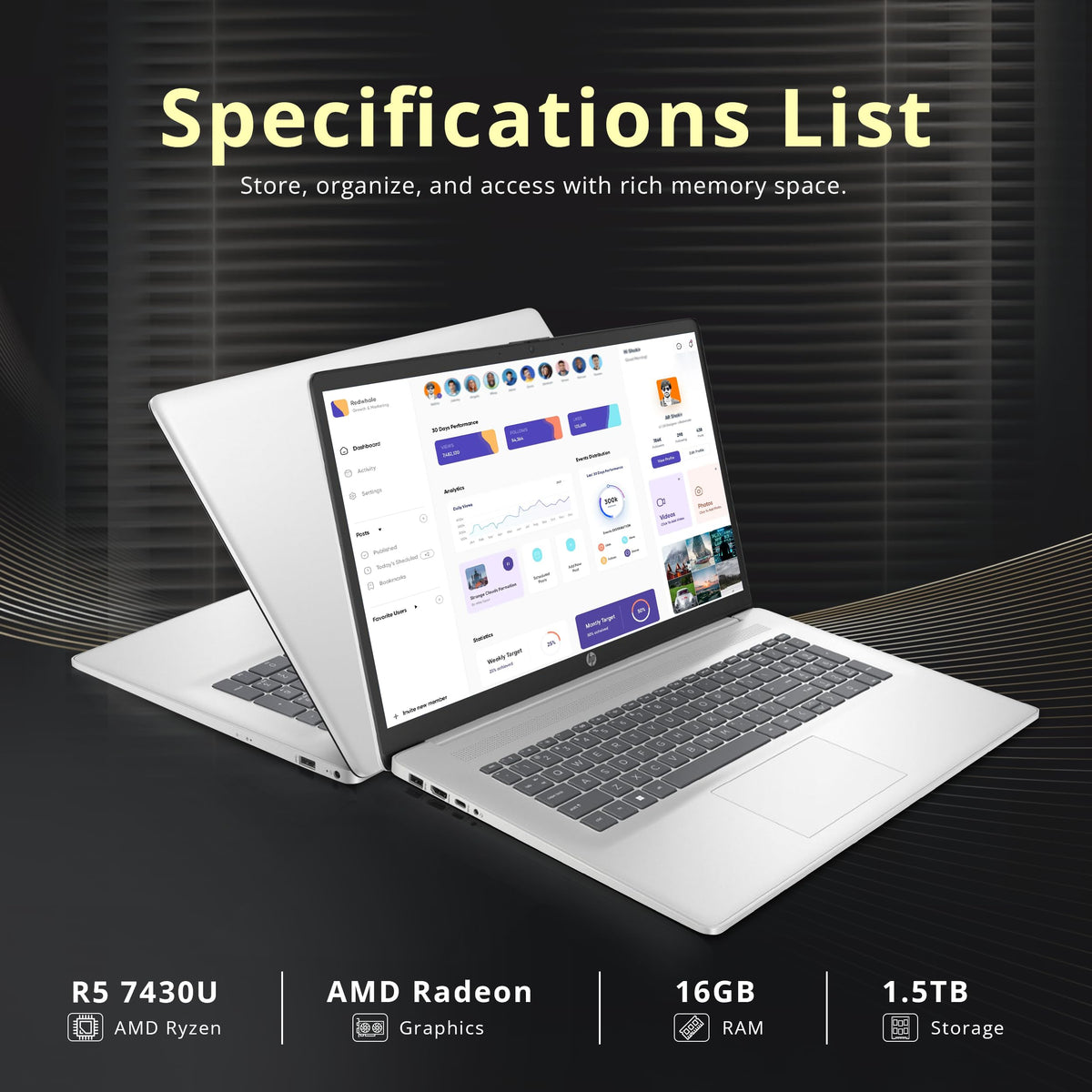 17.3" HD+ Touchscreen Laptop, AMD Ryzen 5, 16GB RAM, 1.5TB Storage, Silver X316262