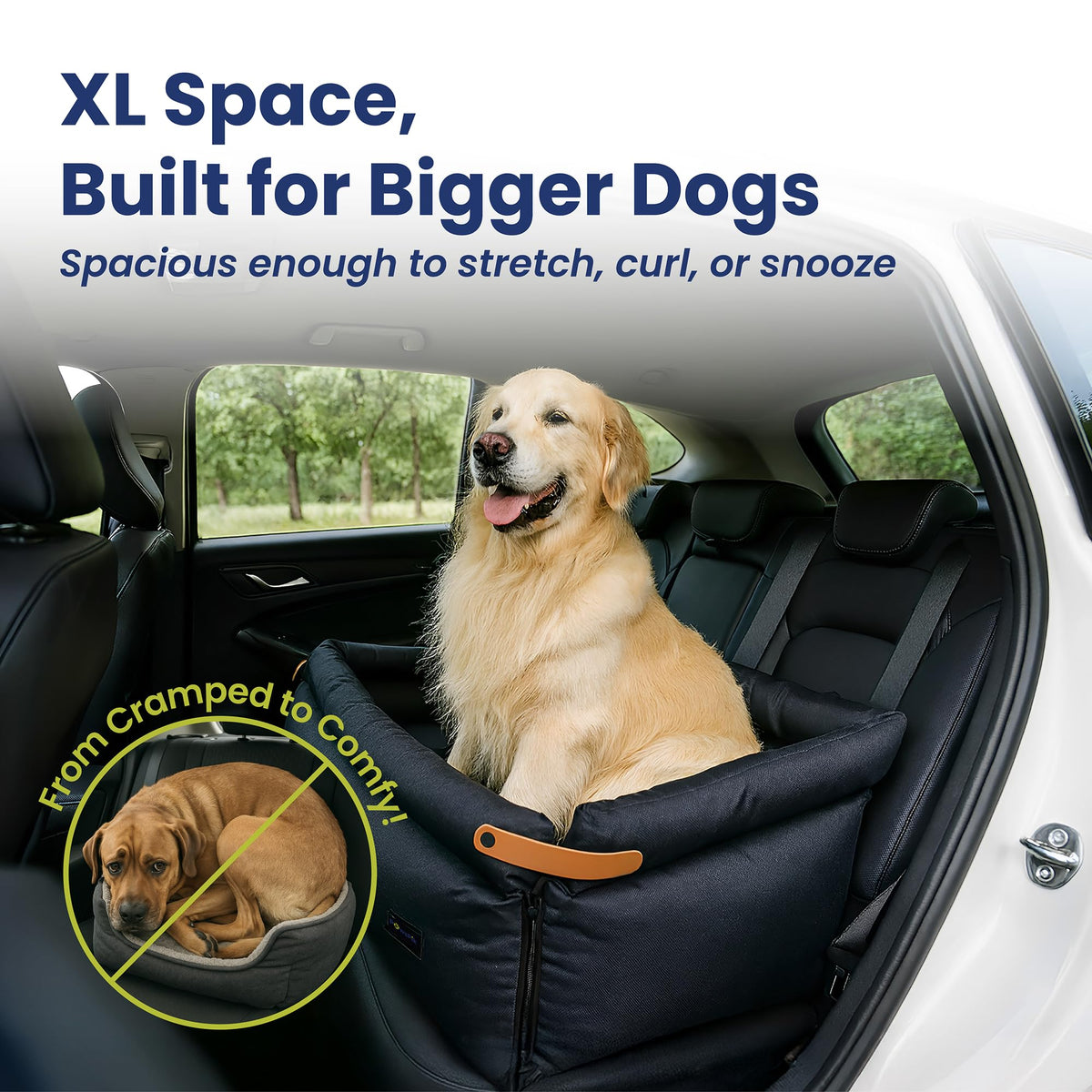 2-in-1 Pet Car Seat & Convertible Travel Dog Bed, XL, Black H250