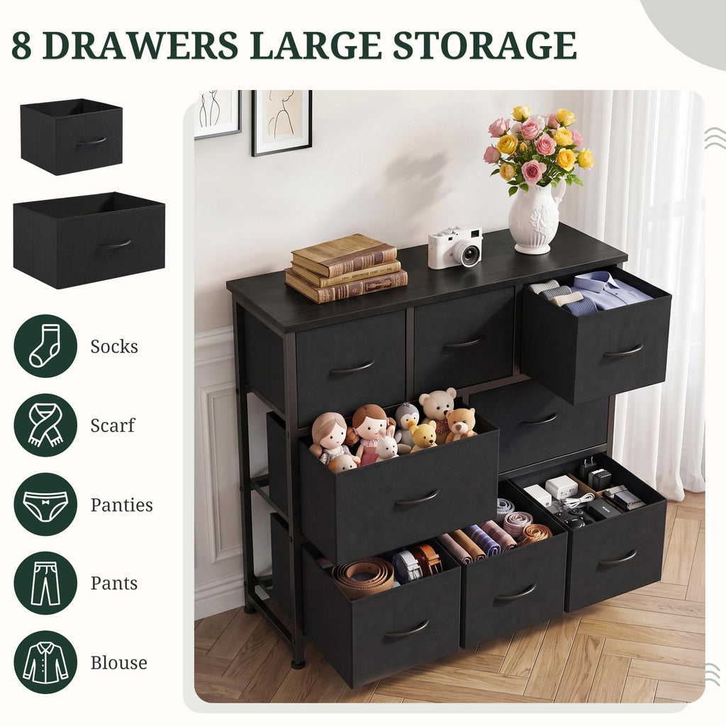 8 Drawer Fabric Dresser with Wood Top G26980