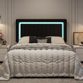 Queen Size Black Velvet Bed Frame with LED Light F66113
