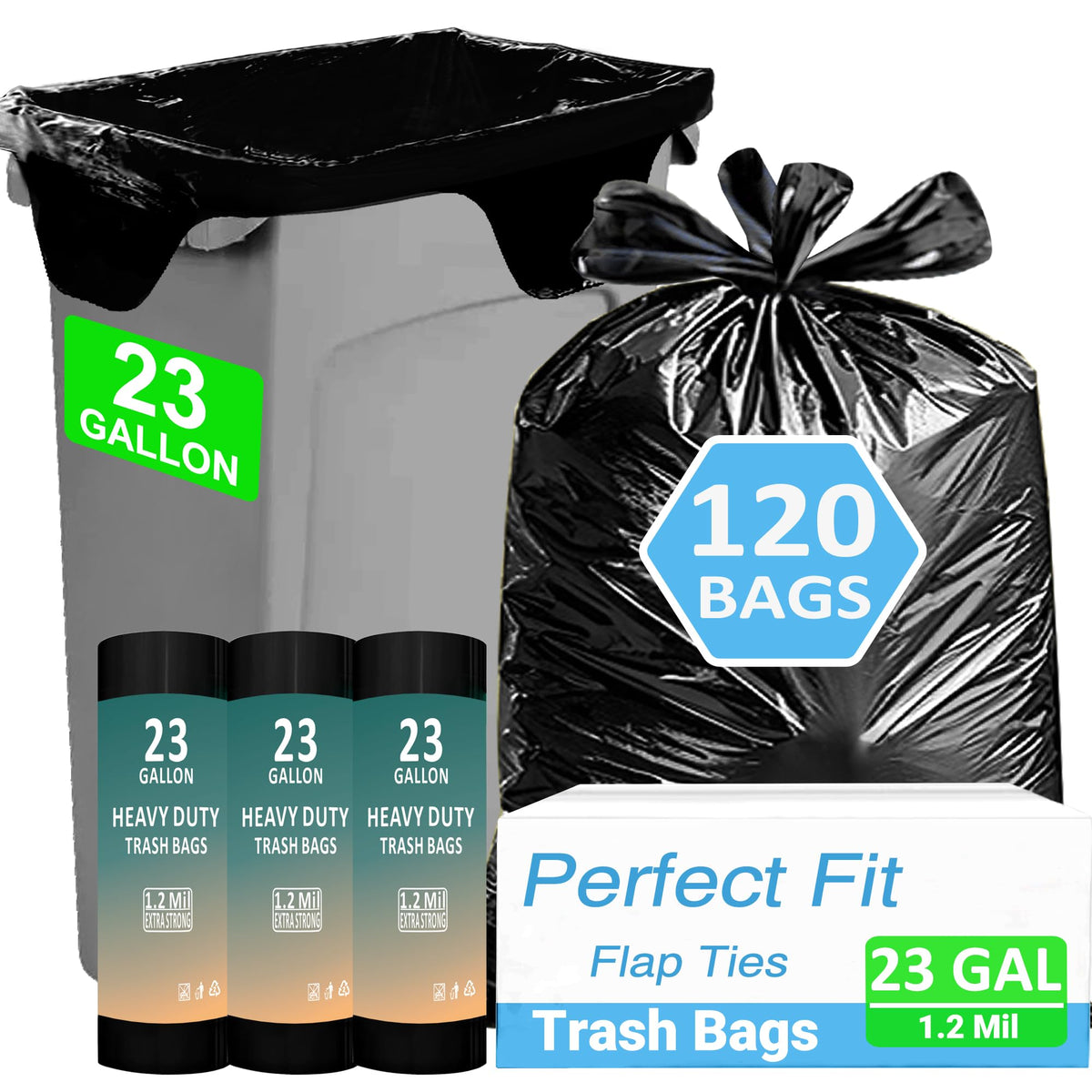 23 Gallon Trash Bags 120 CT 1.2 Mil C575243