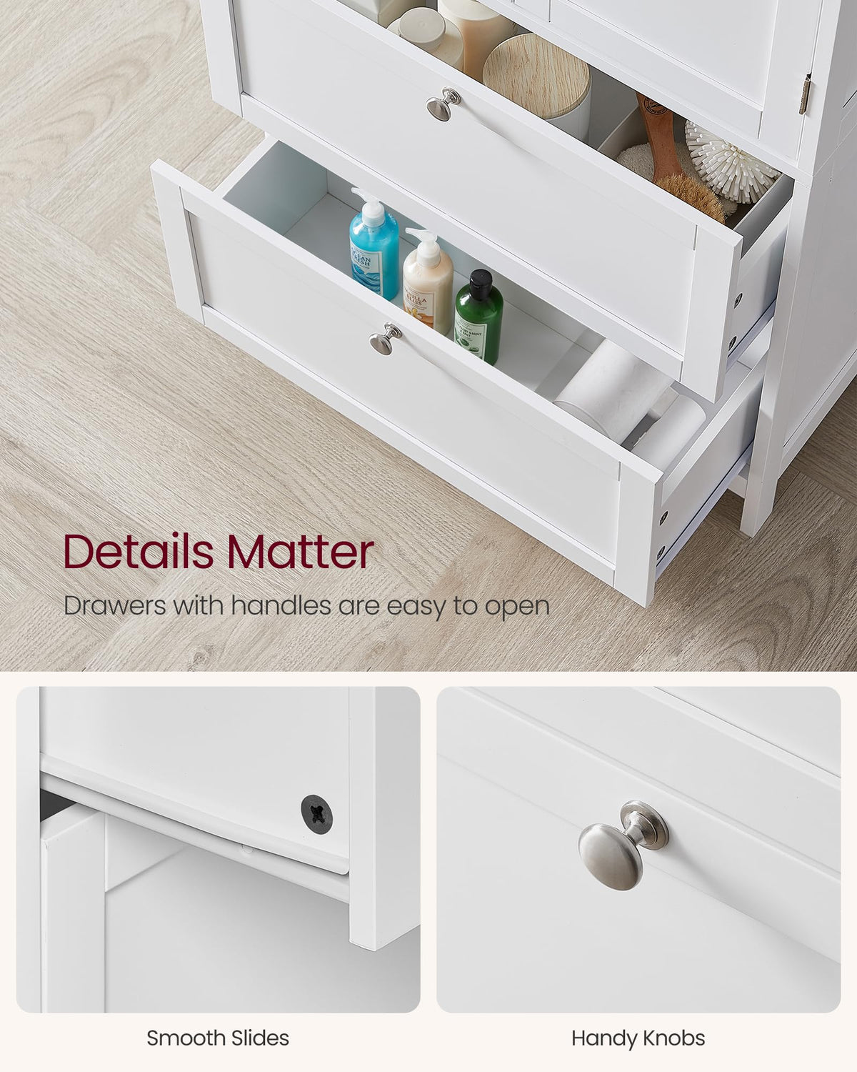 Cloud White Bathroom Floor Cabinet with 2 Doors, 2 Drawers G826
