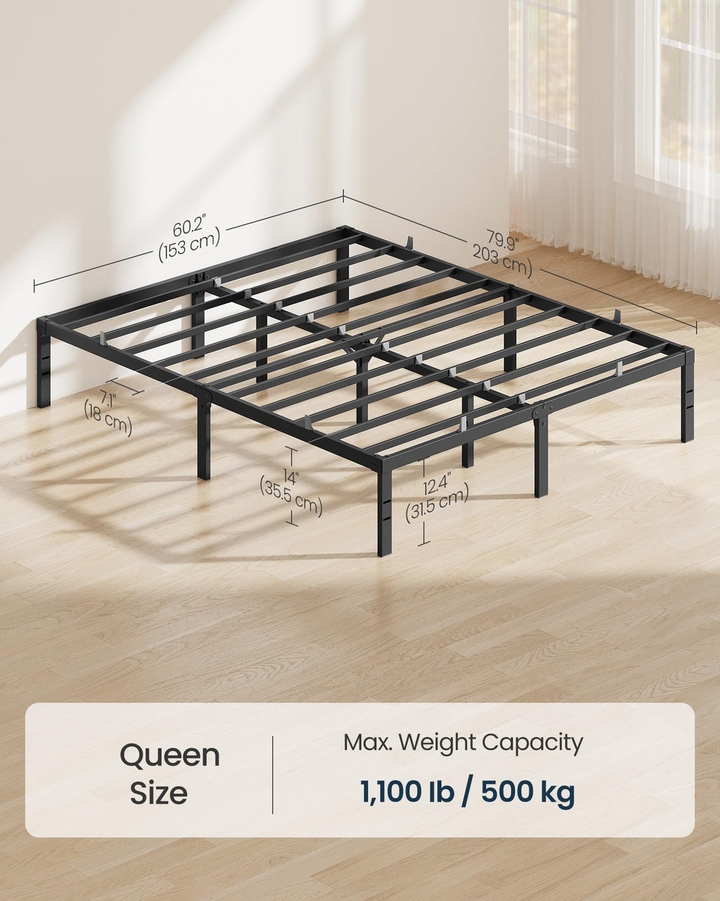 Queen Size 14 Inch Metal Platform Bed Frame P8871