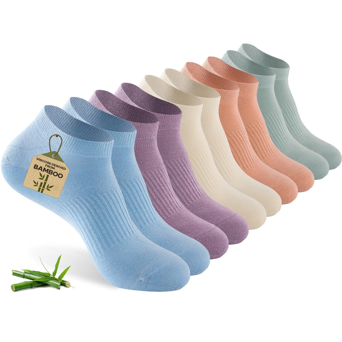 Women's Bamboo Rayon Low Cut Ankle Socks, 5 Pairs W606