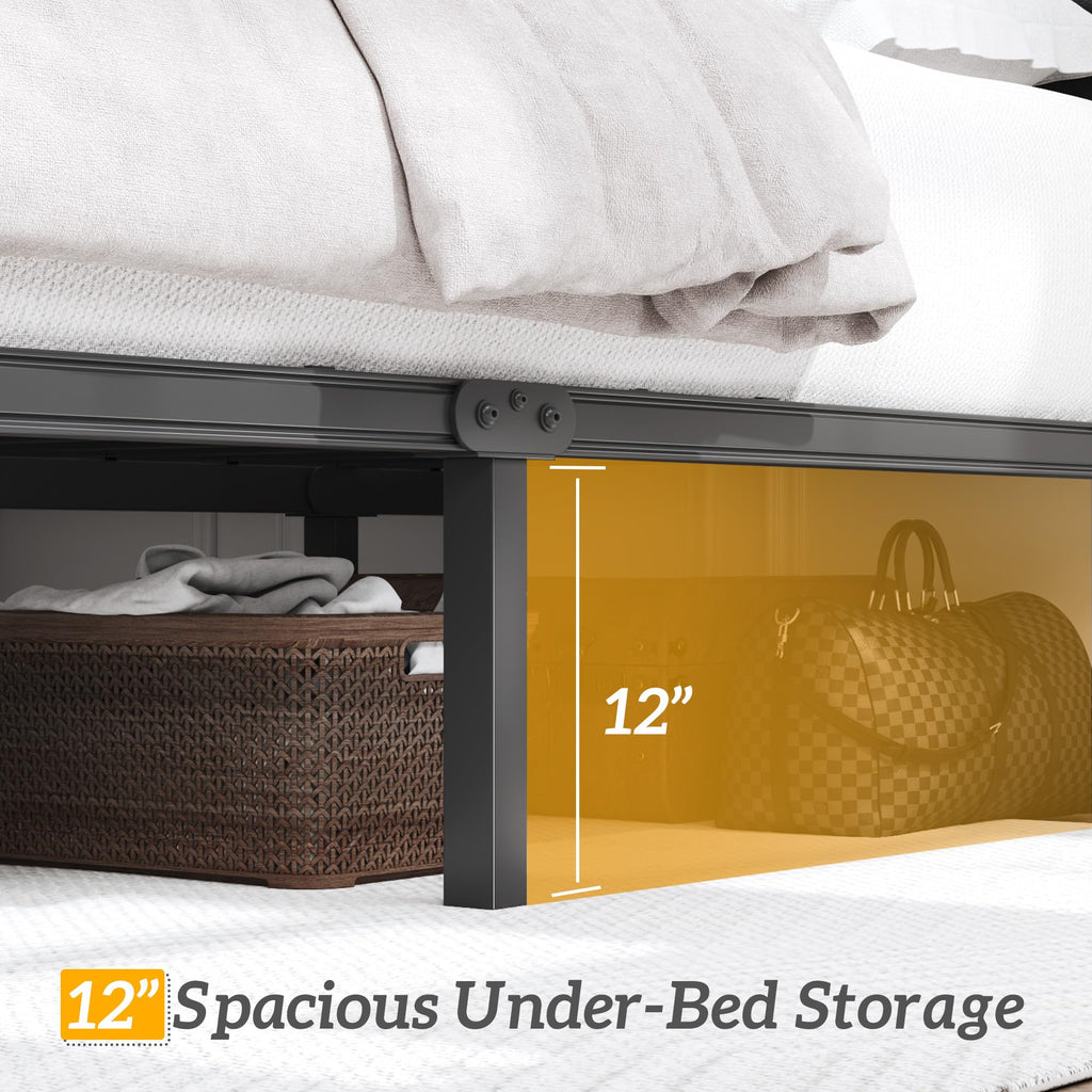 Queen Upholstered Button Tufted Bed Frame with Storage I960