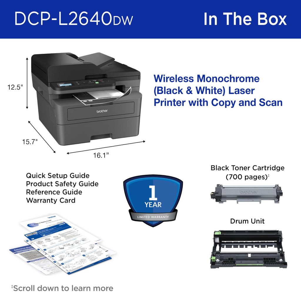 Wireless Compact Monochrome Multi-Function Printer O874