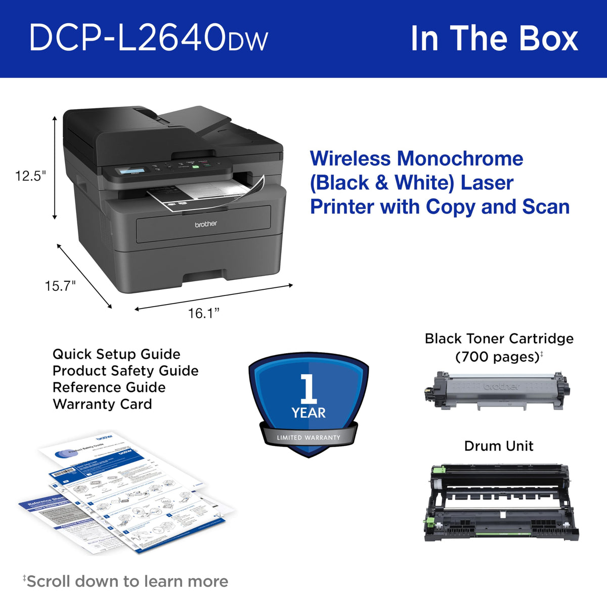 Wireless Compact Monochrome Multi-Function Printer O874