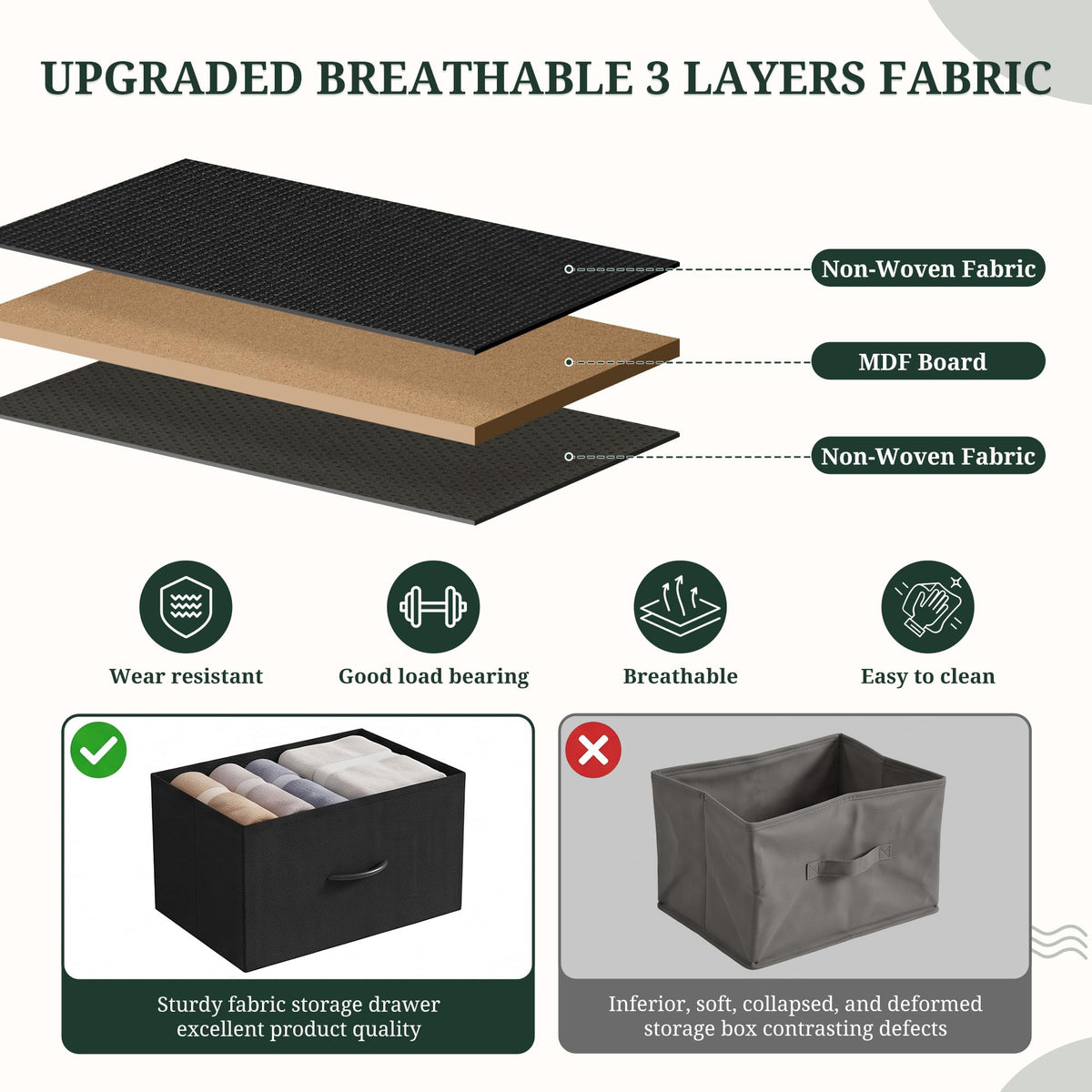 8 Drawer Fabric Dresser with Wood Top G26980