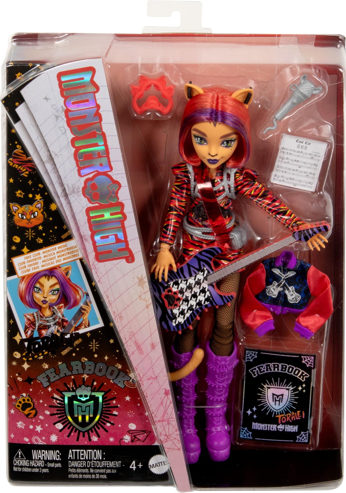 Monster High Toralei Music Club Doll With Varsity Jacket, Yearbook, And Accessories B228011