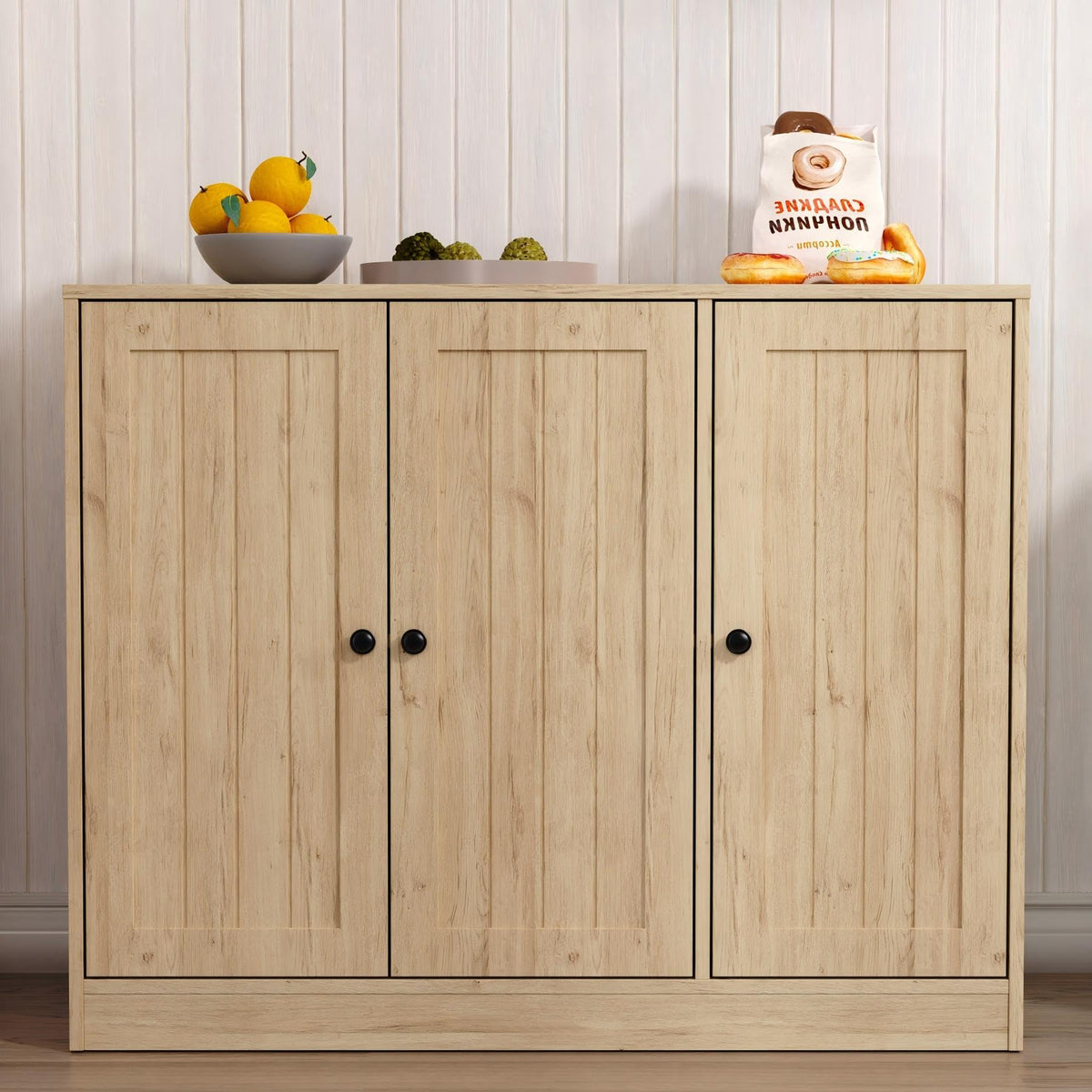 Buffet Cabinet with 3 Doors and Adjustable Shelf C7291