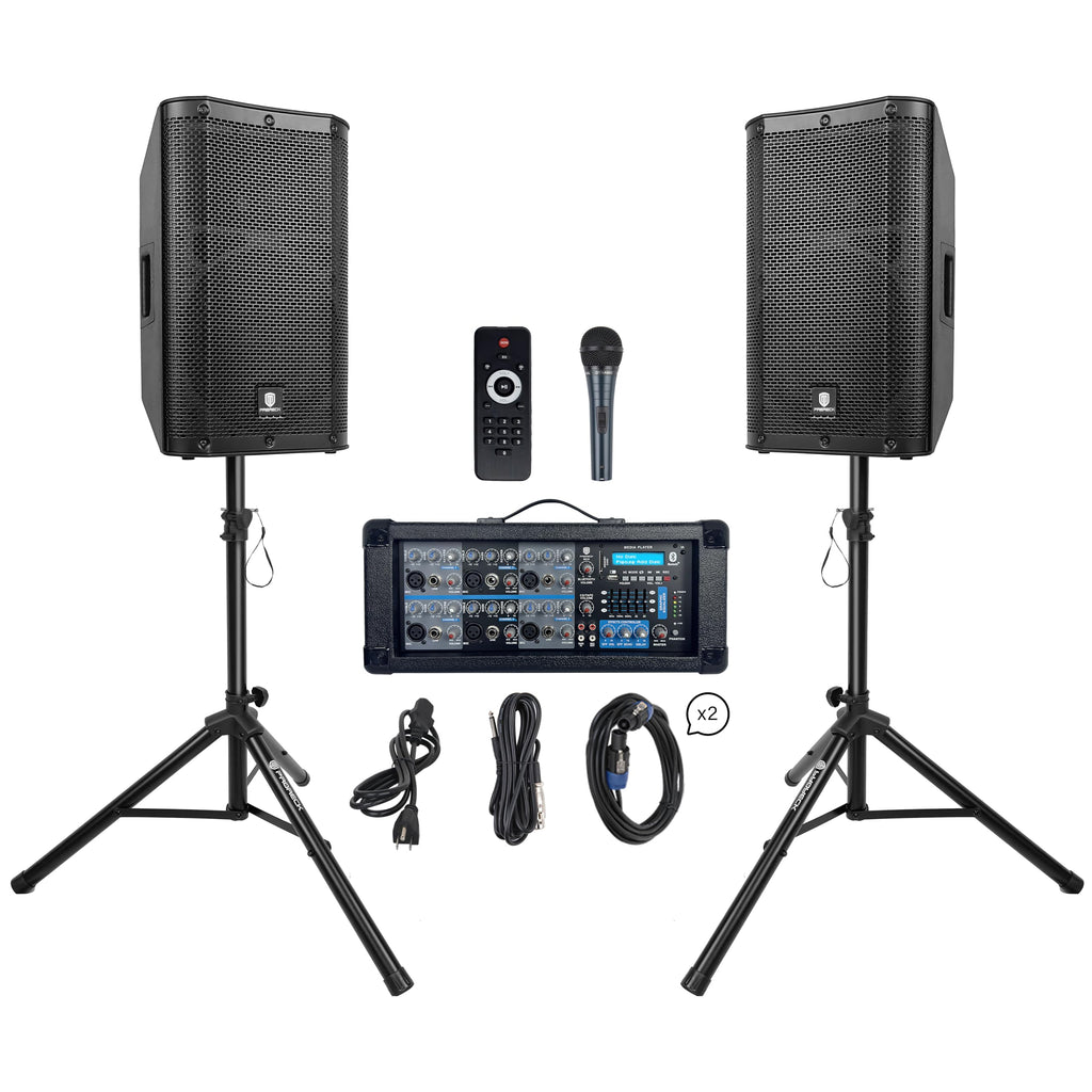 2500W Bluetooth PA Speaker System with Powered Mixer and Passive Speakers X9998