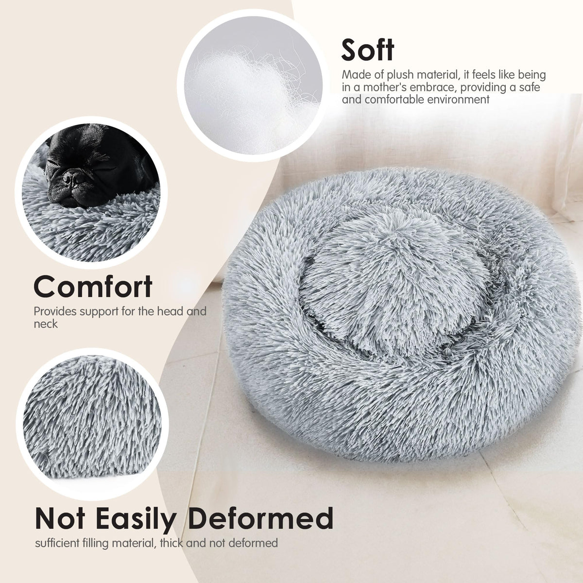 20in Calming Donut Dog & Cat Bed W61307