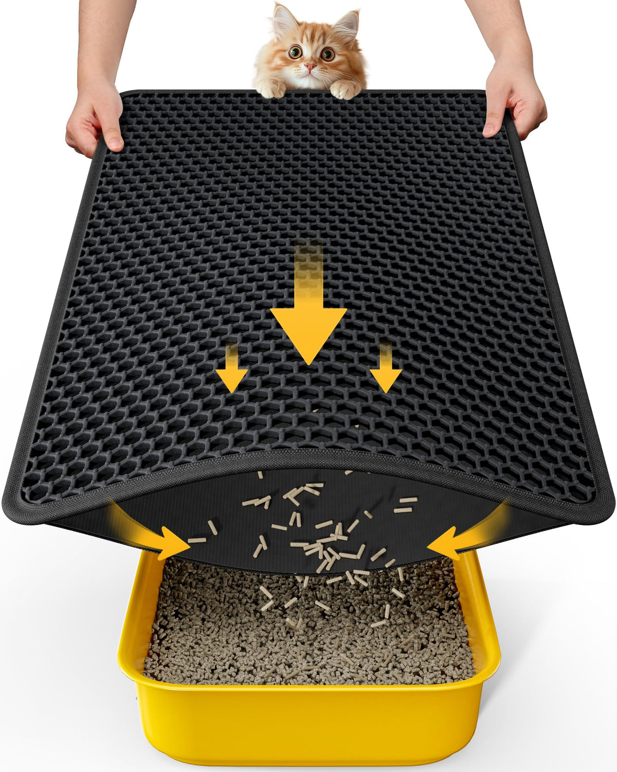 Cat Litter Mat 30 x 24 in Waterproof Non-Slip Black G186732