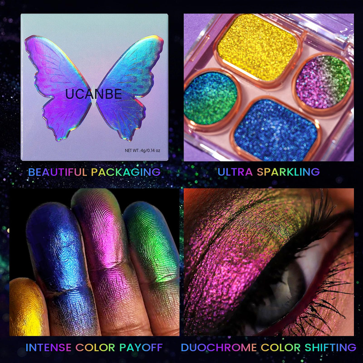 Multichrome Chameleon Eyeshadow Makeup Palette J50895