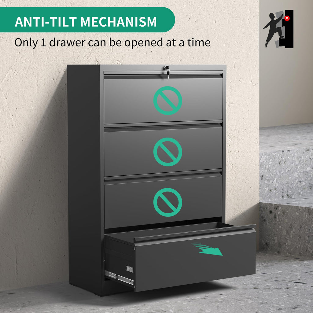 Black 4 Drawer Metal File Cabinet K809