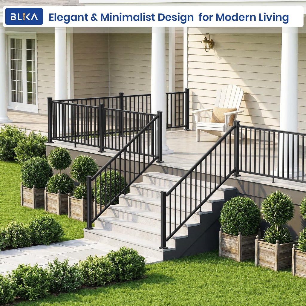 Aluminum Stair Railing Kit with Post, Matte Black W998