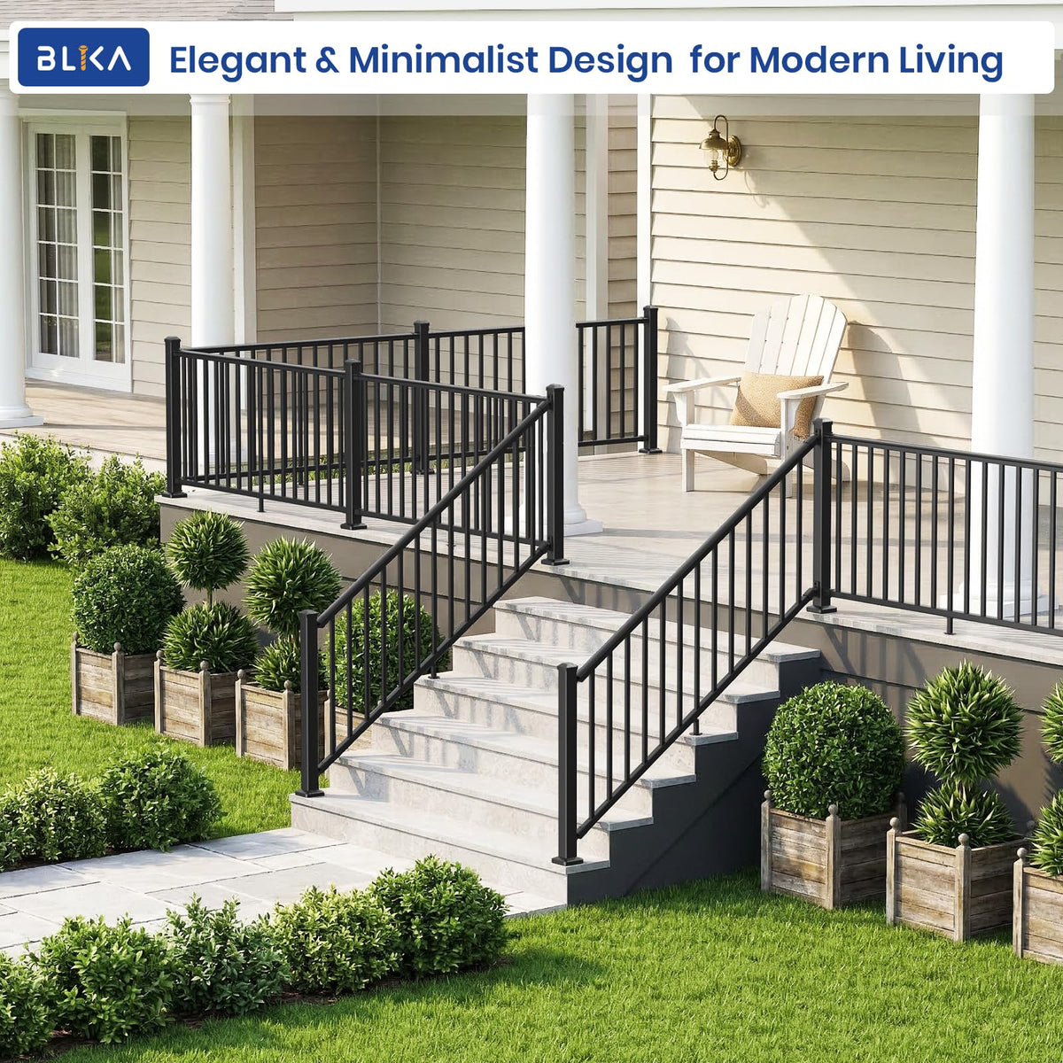 Aluminum Stair Railing Kit with Post, Matte Black W998