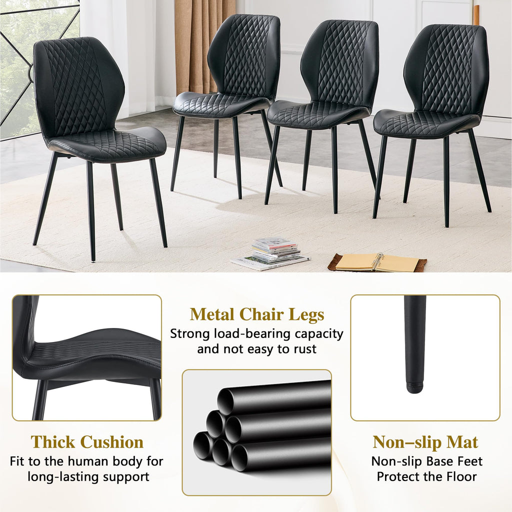 Set of 4 Black Upholstered Dining Chairs B356